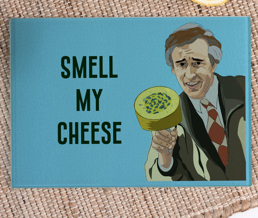 Alan Partridge Smell My Cheese Board Glass Cutting Chopping board A4 Father's Day Gift Funny