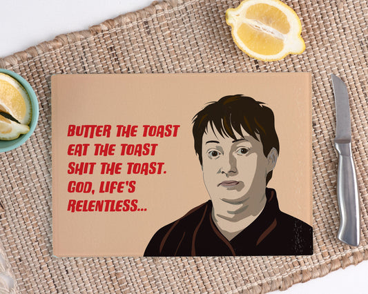 Peep Show Mark Corrigan Best Quote Glass Cutting Chopping board A4 Chef Gift Funny
